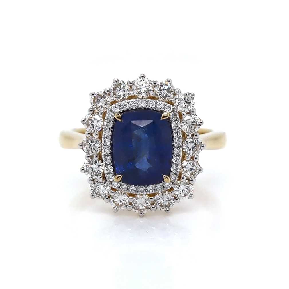 Lot 102 - 14CT Yellow Gold 2.63ct Blue Sapphire And Diamond Dress Ring