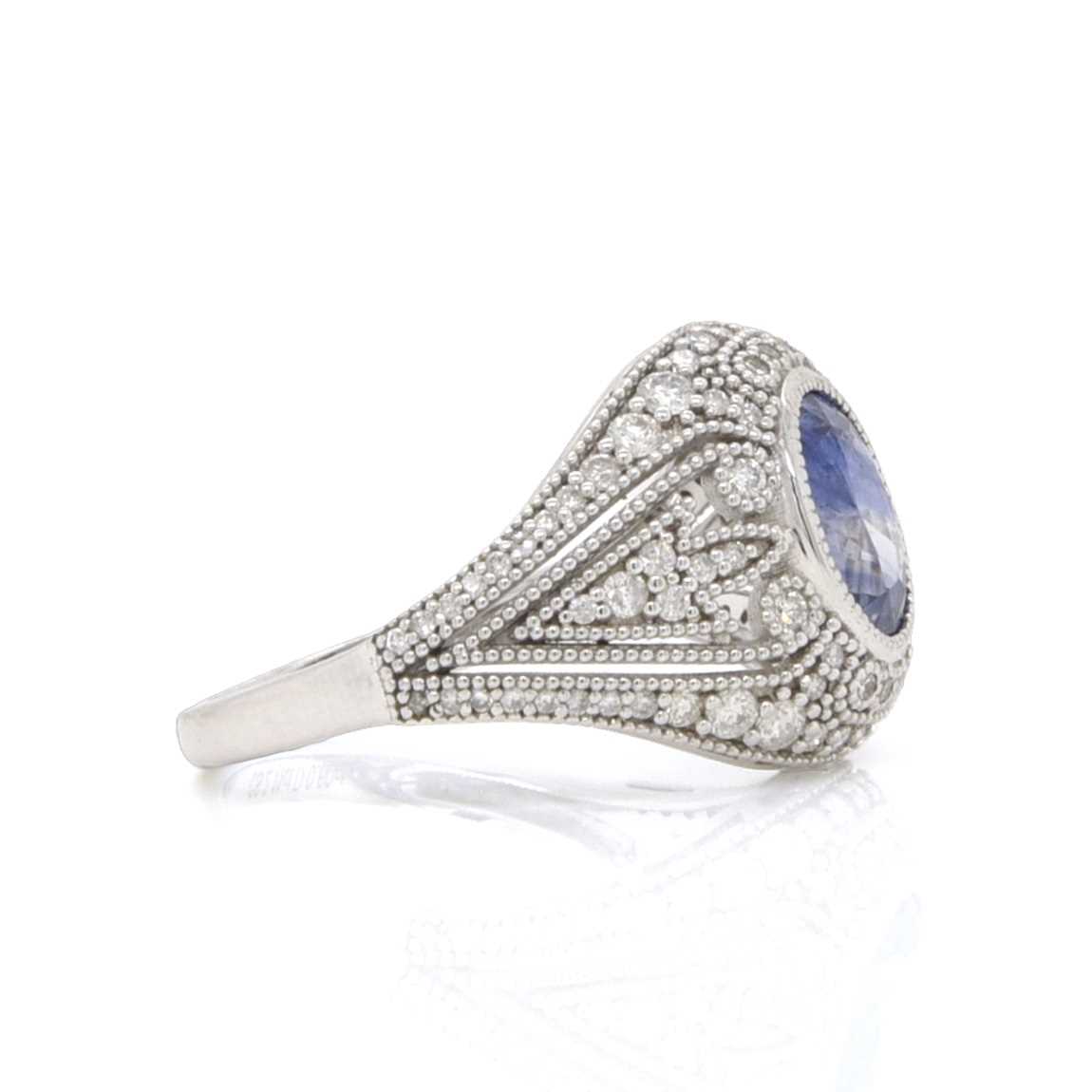 Lot 90 - 2.11CT Blue Ceylon Sapphire & Diamond Ring