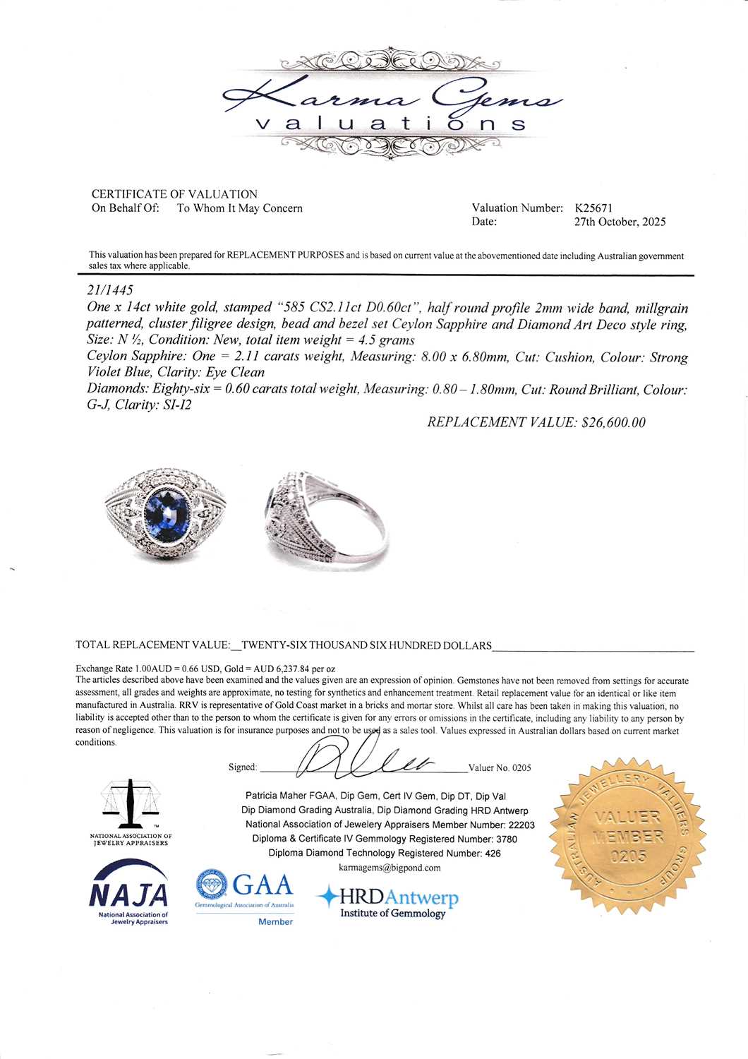 Lot 90 - 2.11CT Blue Ceylon Sapphire & Diamond Ring
